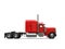 Red 18 wheeler truck - no trailer - side view