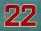 Red 22 numbers on aircraft fuselage close up.