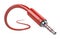 Red 3.5 mm audio stereo mini jack plug for headphones.