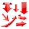 Red 3d arrows. Shiny icons