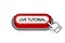 Red 3D button with the inscription Live Tutorial, isolated on a white background. Mouse cursor. Linear design. Vector