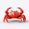 Red 3d Crab Model: Detailed Character Illustration With Minimalist Style