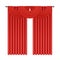 Red 3D curtains with soft silk elegant drapes of fabric on cornice