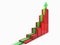 Red 3d graph with green arrow