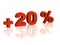 Red 3d inscription - plus of twenty percent