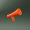 Red 3d megaphone against black background. Advertisement idea. Minimal banner ad concept. Abstract 3D Background Art