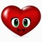 Red 3d volumetric heart with a cute smile and big anime eyes