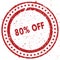 Red 80 PERCENT OFF distressed rubber stamp with grunge texture