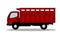 red abstract line art illustration pick up car, small car for cargo