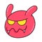 Red aggressive monster expression, doodle icon image kawaii