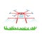 Red agricultural drone spraying crops field. Smart farming precision agriculture vector
