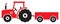 Red agricultural tractor and wagon icon