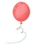 Red air balloon flat icon. Birthday or party gift. Flying ball with a rope. Vector isolated. Cartoon balloon for holiday