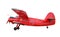 Red airplane biplane with piston engine