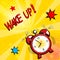 Red alarm clock in pop art style . Vector halftone retro comic texture. Yellow background superhero. Lightning blast