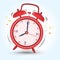 Red Alarm Clock Sounds Up Early Preparing for Morning Activity Vector Illustration