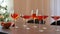 Red alcoholic drinks in glasses on the table