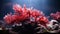 Red algae rhodophyta. Abstract close-up, selective focus, and creative lighting