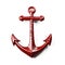 Red anchor, ship anchor isolated