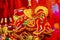 Red Ancient Dogs Chinese Lunar New Year Decorations Beijing China
