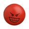 Red angry face ball isolated on white background