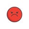 Red angry face emoticon filled outline icon