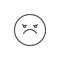 Red angry face emoticon line icon