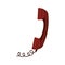 Red antique telephone with cord