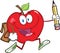 Red Apple Character With School Bag And Pencil Goe