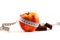 Red apple, chocolate and measuring tape