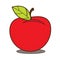 Red apple colored illustration, fruit logo on a white background