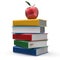 Red apple colorful books textbook education studying icon