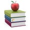 Red apple colorful books textbooks studying reading icon