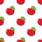 Red Apple Flat Icon Seamless Pattern