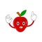 red apple fruit character pointing cute vector logo icon