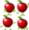 Red apple with hands an legs - vector cartoon