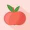 Red apple juicy flat illustration on pink background isolated. Cute pink apple vector.