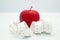 Red apple and measure tape centimeter that represent reduce weight or diet food and exercise for body good shape design concept