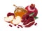 Red apple, pomegranate and honey jar for Jewish New Year