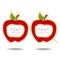 Red apple speech bubble and price tag