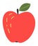 Red apple with stem and leaf. Cute juicy fruit