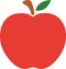 Red Apple with stem and leaf image with eps vector file