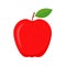Red apple. Sweet cute flat apple with green leaf.