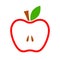 Red apple vector icon. Apple with green leaf. Flat vector illustration.