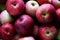 Red apples background. Background of organic fresh red apples. Farm harvest.