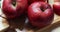 Red Apples Fresh nature background. Natural Apple harvest from tree. Grocery store, department of fruits and vegetables.