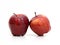 Red apples lean against each other isolate on white background