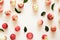 Red apples pattern on white vintage background