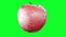 Red apples with water drops rotate on green screen. Fruits background.