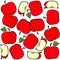 Red apples on white fruit seamless pattern
